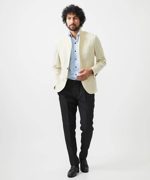 MICHEL KLEIN HOMME (ミッシェルクランオム)の「ストライプ柄コンバーチブルジャケット(テーラードジャケット・メンズ・レッド/グリーン・MEDIUM/LARGE/X-LARGE)」の13枚目の写真