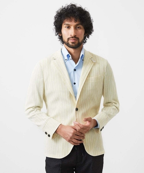 MICHEL KLEIN HOMME (ミッシェルクランオム)の「ストライプ柄コンバーチブルジャケット(テーラードジャケット・メンズ・レッド/グリーン・MEDIUM/LARGE/X-LARGE)」の18枚目の写真
