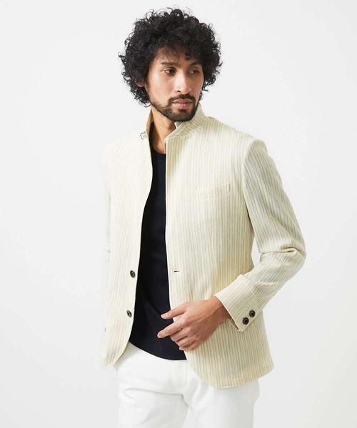 MICHEL KLEIN HOMME (ミッシェルクランオム)の「ストライプ柄コンバーチブルジャケット(テーラードジャケット・メンズ・レッド/グリーン・MEDIUM/LARGE/X-LARGE)」の17枚目の写真