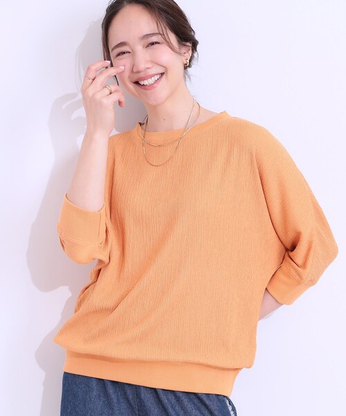 SHOO・LA・RUE（シューラルー）の「ゆるシルエットが心地よい リブドルマントップス（Tシャツ/カットソー・レディース・アイボリー/イエロー系その他/ブラウン系/ライトオレンジ系/チャコールグレー・01/02/03/04）」の5枚目の写真