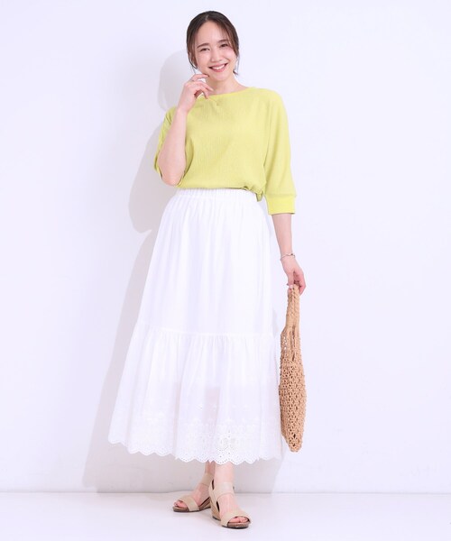 SHOO・LA・RUE（シューラルー）の「ゆるシルエットが心地よい リブドルマントップス（Tシャツ/カットソー・レディース・アイボリー/イエロー系その他/ブラウン系/ライトオレンジ系/チャコールグレー・01/02/03/04）」の18枚目の写真