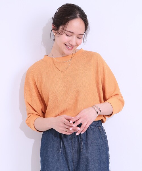 SHOO・LA・RUE（シューラルー）の「ゆるシルエットが心地よい リブドルマントップス（Tシャツ/カットソー・レディース・アイボリー/イエロー系その他/ブラウン系/ライトオレンジ系/チャコールグレー・01/02/03/04）」の20枚目の写真