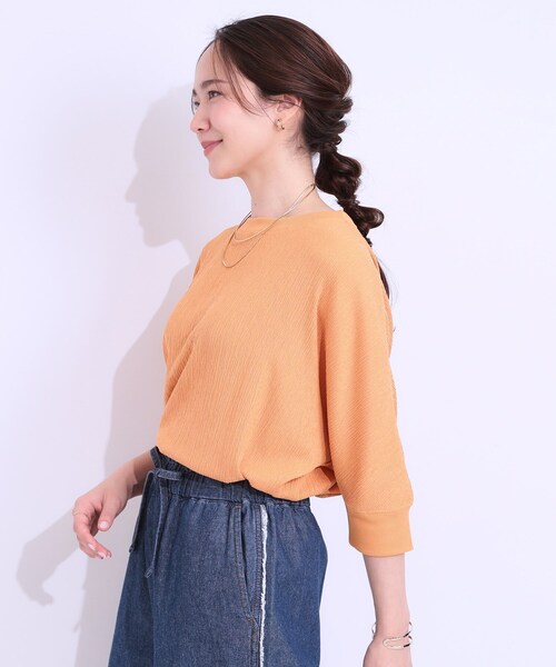 SHOO・LA・RUE（シューラルー）の「ゆるシルエットが心地よい リブドルマントップス（Tシャツ/カットソー・レディース・アイボリー/イエロー系その他/ブラウン系/ライトオレンジ系/チャコールグレー・01/02/03/04）」の21枚目の写真