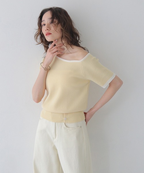 CLEIO(クレイオ)の「【CLEIO】バイカラーワンショルサマーニット BICOLOR ONE-SHOULDER SUMMER KNIT/737-13675(ニット/セーター・レディース・ホワイト/ブラック/ホワイト×ブルー/レモンイエロー・FREE)」の21枚目の写真