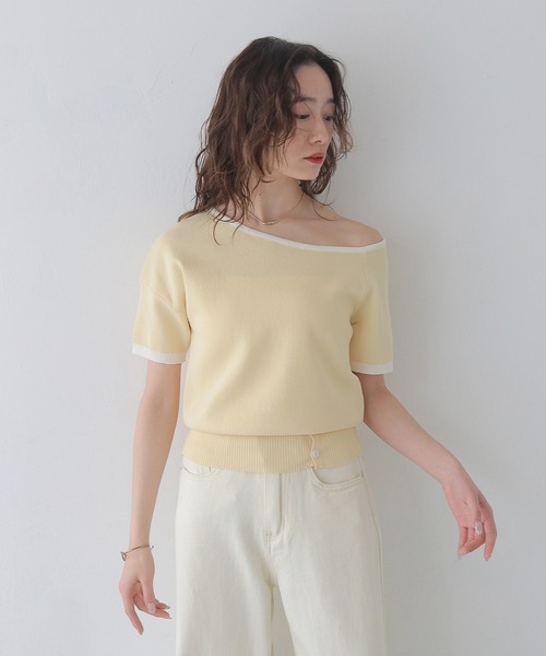 CLEIO(クレイオ)の「【CLEIO】バイカラーワンショルサマーニット BICOLOR ONE-SHOULDER SUMMER KNIT/737-13675(ニット/セーター・レディース・ホワイト/ブラック/ホワイト×ブルー/レモンイエロー・FREE)」の19枚目の写真