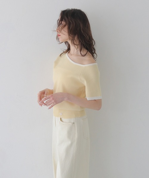 CLEIO(クレイオ)の「【CLEIO】バイカラーワンショルサマーニット BICOLOR ONE-SHOULDER SUMMER KNIT/737-13675(ニット/セーター・レディース・ホワイト/ブラック/ホワイト×ブルー/レモンイエロー・FREE)」の17枚目の写真