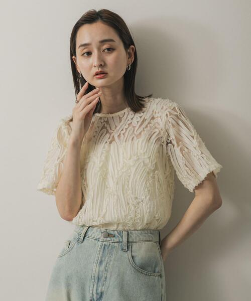 SENSE OF PLACE by URBAN RESEARCH（センスオブプレイスバイアーバンリサーチ）の「コードシシュウトップ(半袖)（シャツ/ブラウス・レディース・ベージュ/ブラック/アイボリー・ONE）」の11枚目の写真