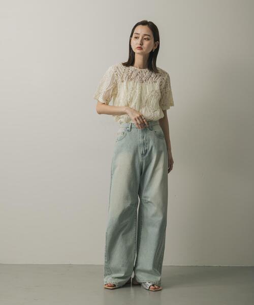 SENSE OF PLACE by URBAN RESEARCH（センスオブプレイスバイアーバンリサーチ）の「コードシシュウトップ(半袖)（シャツ/ブラウス・レディース・ベージュ/ブラック/アイボリー・ONE）」の14枚目の写真