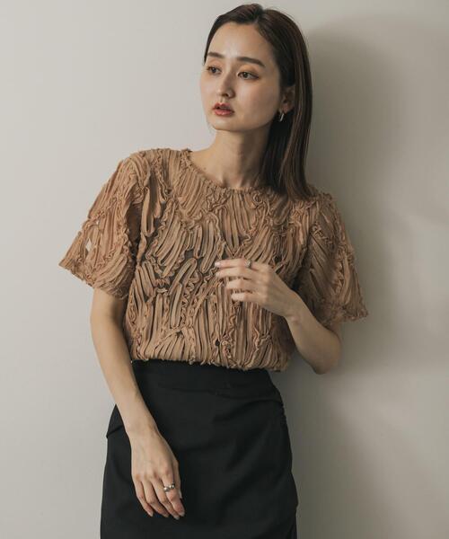 SENSE OF PLACE by URBAN RESEARCH（センスオブプレイスバイアーバンリサーチ）の「コードシシュウトップ(半袖)（シャツ/ブラウス・レディース・ベージュ/ブラック/アイボリー・ONE）」の18枚目の写真