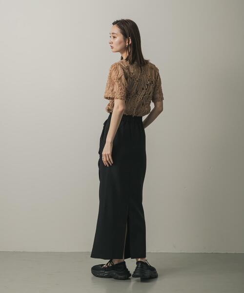 SENSE OF PLACE by URBAN RESEARCH（センスオブプレイスバイアーバンリサーチ）の「コードシシュウトップ(半袖)（シャツ/ブラウス・レディース・ベージュ/ブラック/アイボリー・ONE）」の21枚目の写真