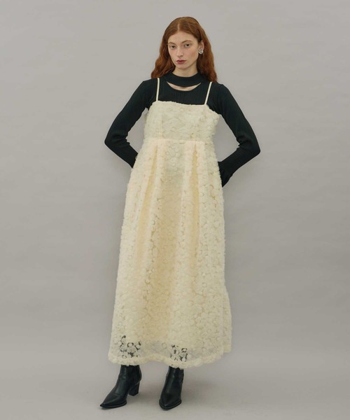 VIOLETTA（ヴィオレッタ）の「フラワーチュールキャミドレス（ワンピース・レディース・アイボリー/ブラック/オレンジ・S/M）」の17枚目の写真