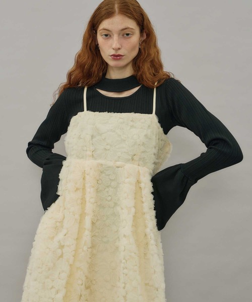 VIOLETTA（ヴィオレッタ）の「フラワーチュールキャミドレス（ワンピース・レディース・アイボリー/ブラック/オレンジ・S/M）」の21枚目の写真