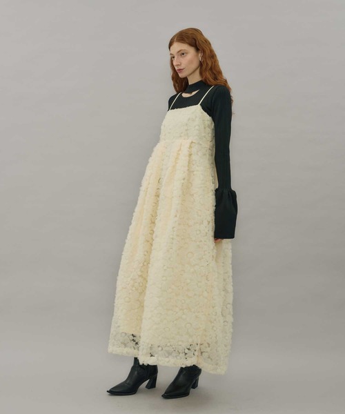 VIOLETTA（ヴィオレッタ）の「フラワーチュールキャミドレス（ワンピース・レディース・アイボリー/ブラック/オレンジ・S/M）」の18枚目の写真