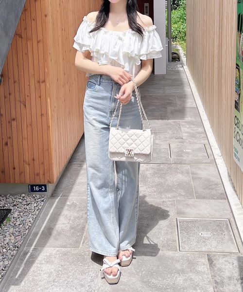 INGNI（イング）の「オフショルフリルトップス（Tシャツ/カットソー・レディース・イエロー/ブラック/ライトピンク/オフホワイト・M）」の11枚目の写真