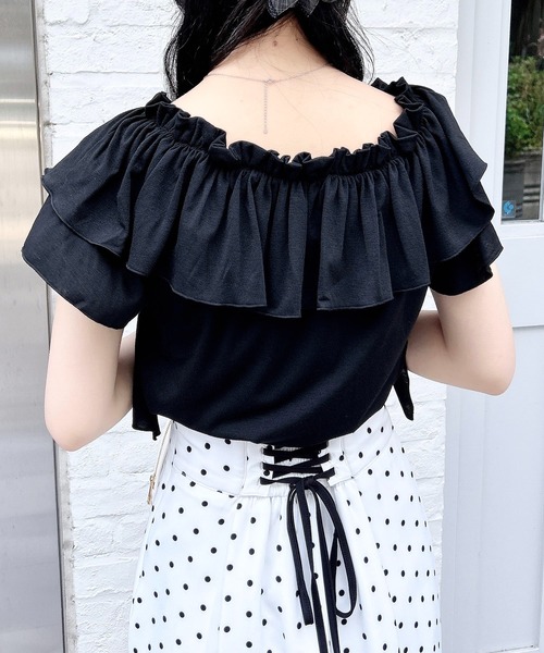 lilLilly オフショルフリルトップス BLACK lilLilly オフショルフリルトップス BLACK オフショルフリル