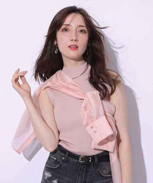 Apuweiser-riche（アプワイザーリッシェ）の「ノースリリブニット（ニット/セーター・レディース・ブラック/ピンクベージュ/ロイヤルブルー/グリーン系その他2/ホワイト/ピンク・2）」の6枚目の写真