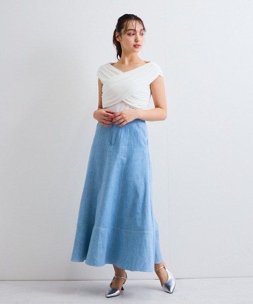 QUEENS COURT（クイーンズコート）の「フロントクロスオフショルカットトップス≪手洗い可能≫（Tシャツ/カットソー・レディース・ブラック/ピンク/オフホワイト・M）」の11枚目の写真
