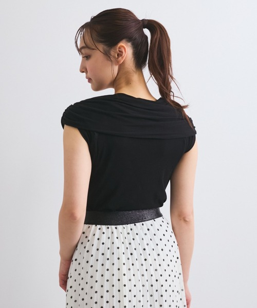 QUEENS COURT（クイーンズコート）の「フロントクロスオフショルカットトップス≪手洗い可能≫（Tシャツ/カットソー・レディース・ブラック/ピンク/オフホワイト・M）」の14枚目の写真