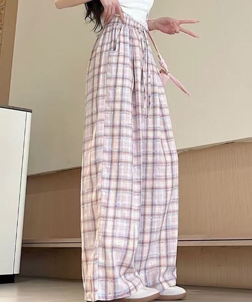 GEMEDA（ジェメダ）の「レースウエストチェック柄ルーズパンツ（その他パンツ・レディース・ピンクベージュ/ベージュ・M）」の11枚目の写真