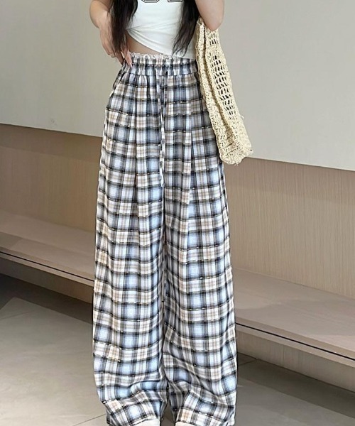 GEMEDA（ジェメダ）の「レースウエストチェック柄ルーズパンツ（その他パンツ・レディース・ピンクベージュ/ベージュ・M）」の13枚目の写真