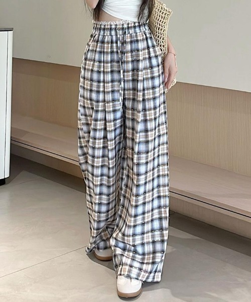 GEMEDA（ジェメダ）の「レースウエストチェック柄ルーズパンツ（その他パンツ・レディース・ピンクベージュ/ベージュ・M）」の14枚目の写真