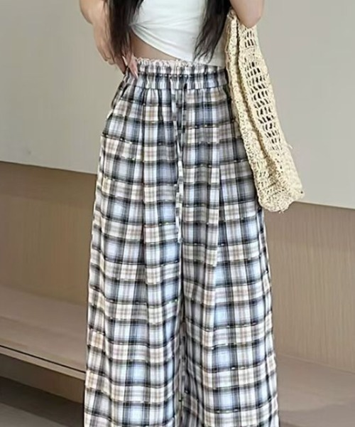 GEMEDA（ジェメダ）の「レースウエストチェック柄ルーズパンツ（その他パンツ・レディース・ピンクベージュ/ベージュ・M）」の16枚目の写真