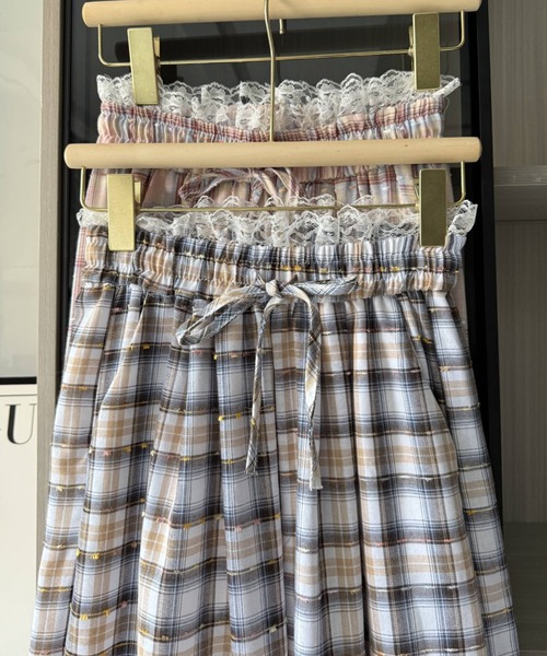 GEMEDA（ジェメダ）の「レースウエストチェック柄ルーズパンツ（その他パンツ・レディース・ピンクベージュ/ベージュ・M）」の22枚目の写真