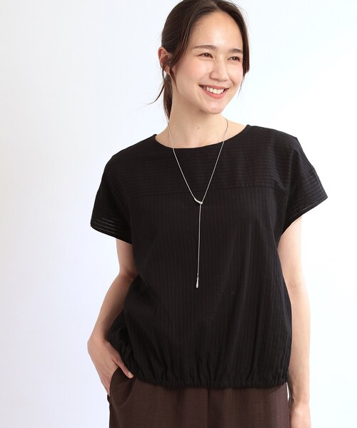 【夏SALE／E‐QUALITY／手洗い可】フレンチスリーブブラウス