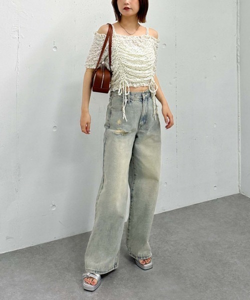 archives(アルシーヴ)の「小花柄カットレースオフショルTOPS(Tシャツ/カットソー・レディース・アイボリー/ブラック・MEDIUM)」の19枚目の写真