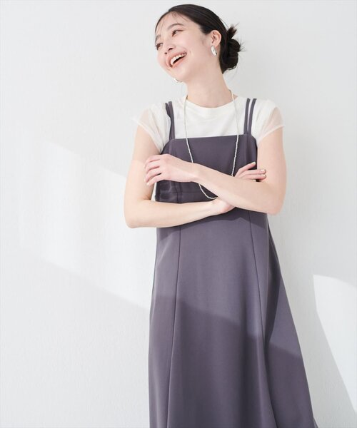 natural couture(ナチュラルクチュール)の「カットジョーゼットキャミワンピース(ワンピース・レディース・グレー/ブラック/ドット/グレイッシュベージュ/チェック/その他2・FREE)」の11枚目の写真