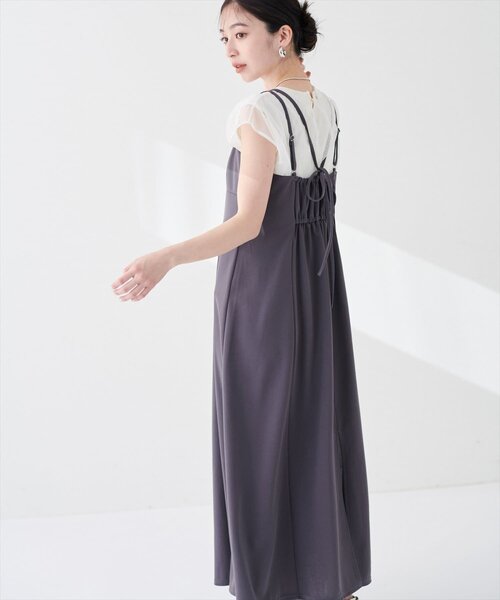 natural couture(ナチュラルクチュール)の「カットジョーゼットキャミワンピース(ワンピース・レディース・グレー/ブラック/ドット/グレイッシュベージュ/チェック/その他2・FREE)」の13枚目の写真