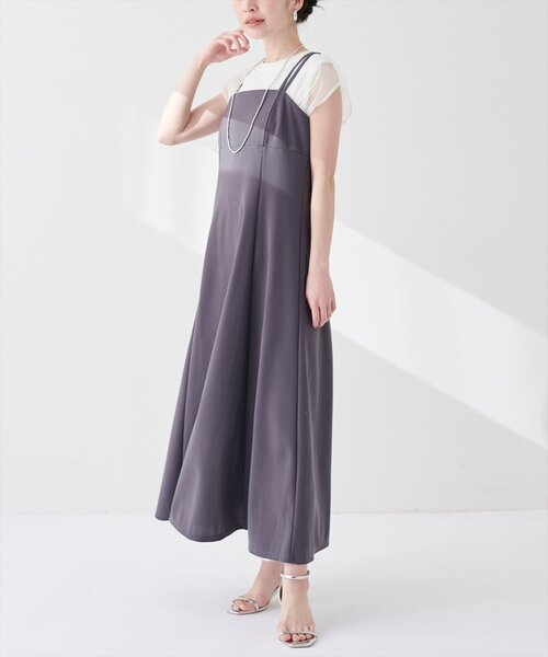 natural couture(ナチュラルクチュール)の「カットジョーゼットキャミワンピース(ワンピース・レディース・グレー/ブラック/ドット/グレイッシュベージュ/チェック/その他2・FREE)」の14枚目の写真