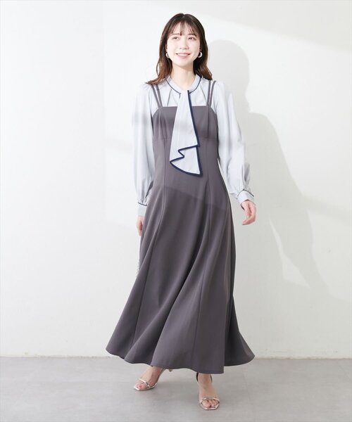 natural couture(ナチュラルクチュール)の「カットジョーゼットキャミワンピース(ワンピース・レディース・グレー/ブラック/ドット/グレイッシュベージュ/チェック/その他2・FREE)」の18枚目の写真