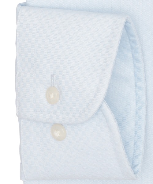 TOKYO SHIRTS（トウキョウシャツ）の「形態安定ノンアイロン ワイド 長袖ビジネスワイシャツ（ビジネスシャツ・メンズ・サックスブルー・首回り37cm-裄丈80cm/首回り39cm-裄丈80cm/首回り39cm-裄丈84cm/首回り41cm-裄丈82cm/首回り41cm-裄丈86cm/首回り42cm-裄丈82cm/首回り42cm-裄丈86cm/首回り43cm-裄丈86cm/首回り37cm-裄丈84cm/首回り43cm-裄丈82cm）」の3枚目の写真