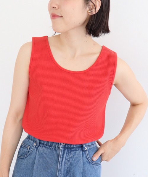 Green　Parks（グリーンパークス）の「前後2WAY リブタンクトップⅡ（タンクトップ・レディース・レッド/カーキ/アイボリー/ブラック・FREE）」の4枚目の写真