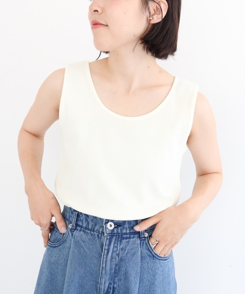 Green　Parks（グリーンパークス）の「前後2WAY リブタンクトップⅡ（タンクトップ・レディース・レッド/カーキ/アイボリー/ブラック・FREE）」の2枚目の写真
