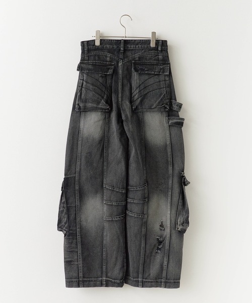セール】Cargo denim pants with design belt/デザインベルト