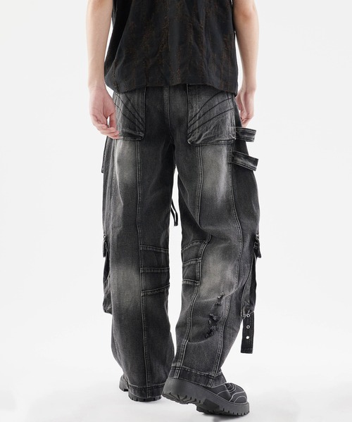 パンツ RAN select Belt cargo black denim 即納】RAN select Belt cargo black denim | 韓国ファッション