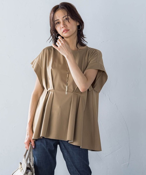LAUTREAMONT（ロートレアモン）の「ペプラム風タックカットソー≪洗濯機で洗える≫（Tシャツ/カットソー・レディース・キャメル/ブラック/オフホワイト・9号）」の3枚目の写真