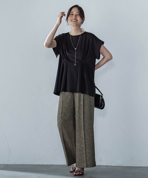 LAUTREAMONT（ロートレアモン）の「ペプラム風タックカットソー≪洗濯機で洗える≫（Tシャツ/カットソー・レディース・キャメル/ブラック/オフホワイト・9号）」の15枚目の写真