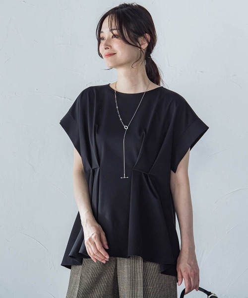 LAUTREAMONT（ロートレアモン）の「ペプラム風タックカットソー≪洗濯機で洗える≫（Tシャツ/カットソー・レディース・キャメル/ブラック/オフホワイト・9号）」の11枚目の写真