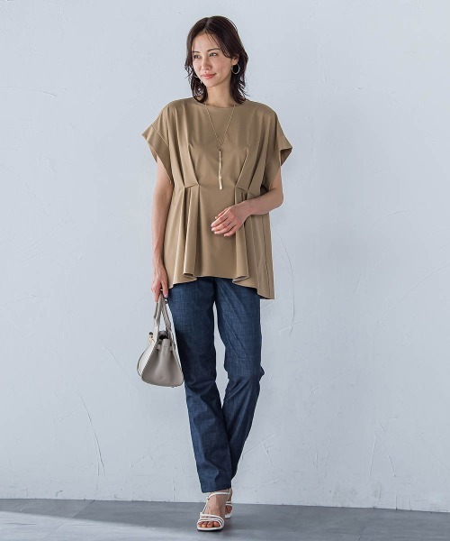 LAUTREAMONT（ロートレアモン）の「ペプラム風タックカットソー≪洗濯機で洗える≫（Tシャツ/カットソー・レディース・キャメル/ブラック/オフホワイト・9号）」の22枚目の写真
