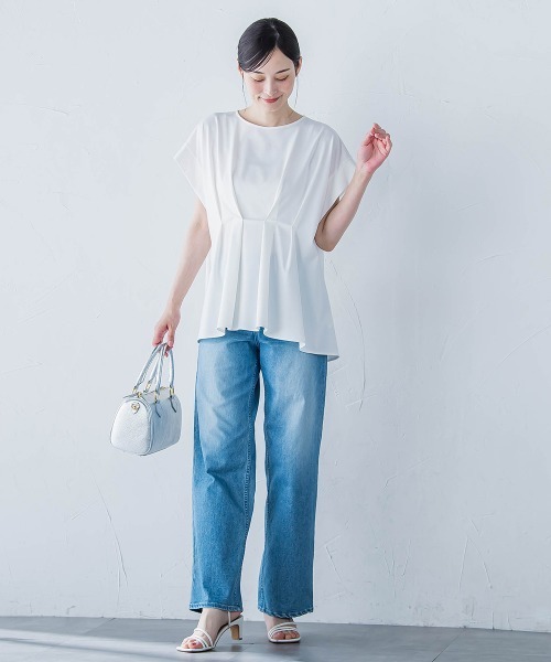 LAUTREAMONT（ロートレアモン）の「ペプラム風タックカットソー≪洗濯機で洗える≫（Tシャツ/カットソー・レディース・キャメル/ブラック/オフホワイト・9号）」の8枚目の写真