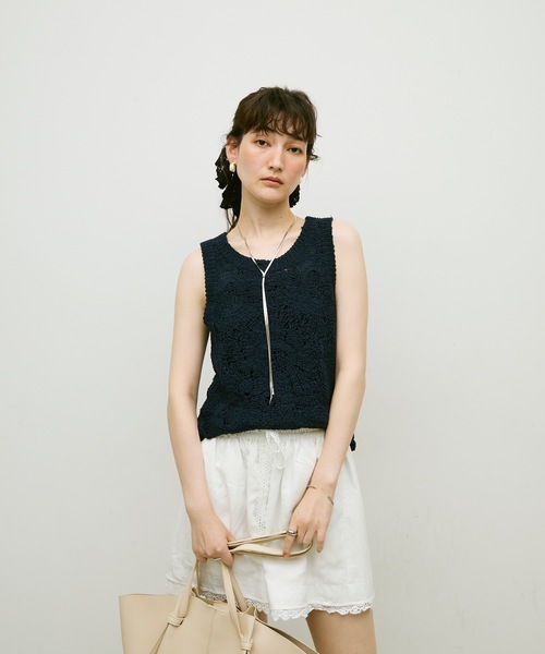 Lace detail Bermuda pants / レースディテールバミューダパンツ
