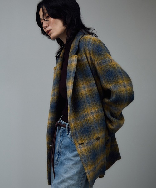 anuke シャギーコート anuke Collarless Shaggy Coat 62420004（ノーカラーコート