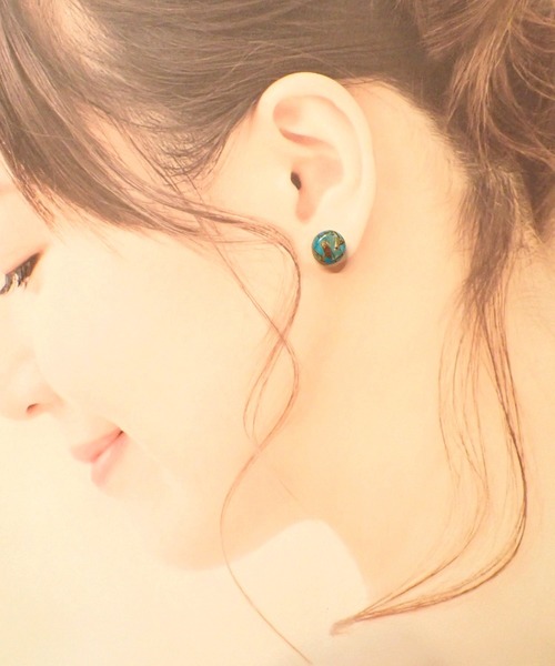 CERCA(チェルカ)の「HaRu*/10mmブルーコッパーターコイズ/サージカルステンレスピアス(ピアス(両耳用)・レディース・A・FREE)」の2枚目の写真