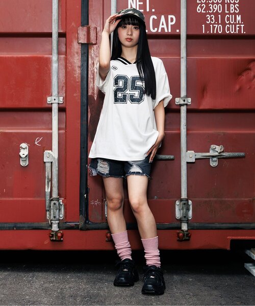 algy（アルジー）の「ナンバリングBIGT（Tシャツ/カットソー・キッズ・サックスブルー/オフホワイト/ブラック・SMALL/MEDIUM/X-SMALL/XX-SMALL）」の5枚目の写真