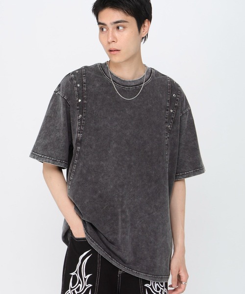 3.3 Field Trip （3.3フィールドトリップ）の「3.3 Field Trip／切り替えスタッズＴ（Tシャツ/カットソー・メンズ・チャコール/ブラック・MEDIUM/LARGE）」の5枚目の写真