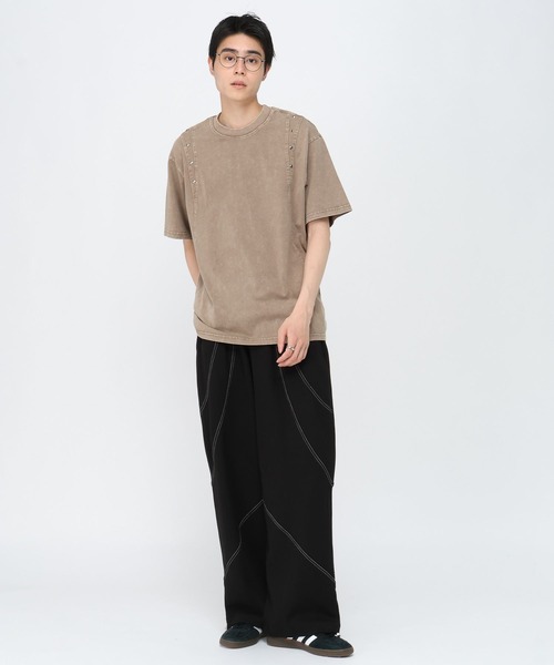 3.3 Field Trip （3.3フィールドトリップ）の「3.3 Field Trip／切り替えスタッズＴ（Tシャツ/カットソー・メンズ・チャコール/ブラック・MEDIUM/LARGE）」の16枚目の写真