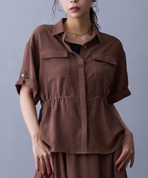 NICOLE white | ウエストドロスト半袖シャツ(シャツ/ブラウス)